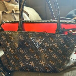 GUESS Black and Red Logo Satchel
